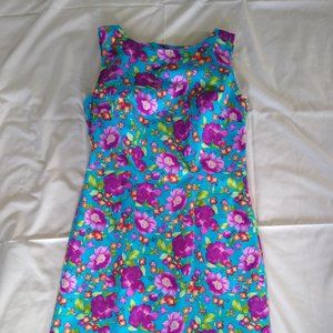 CDC Floral Dress in Turquoise and Purple